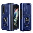 thumbnail image 1 of Compatible for Samsung Galaxy Z Fold 5 Hybrid Case with Camera Lens Slide Cover | Rotatable Ring Holder Kickstand | Impact-Resistant Car Mount Magnetic | Detachable Card Slot Protective Shell, Blue, 1 of 11