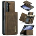 thumbnail image 1 of Compatible with Samsung Galaxy Z Fold 5 Removable 2 in 1 Wallet Case,Retro Premium PU Leather Cell Phone Back Cover Magnetic Detachable Trifold Wallet Credit Card Cash Holder Kickstand Case,Coffee, 1 of 12