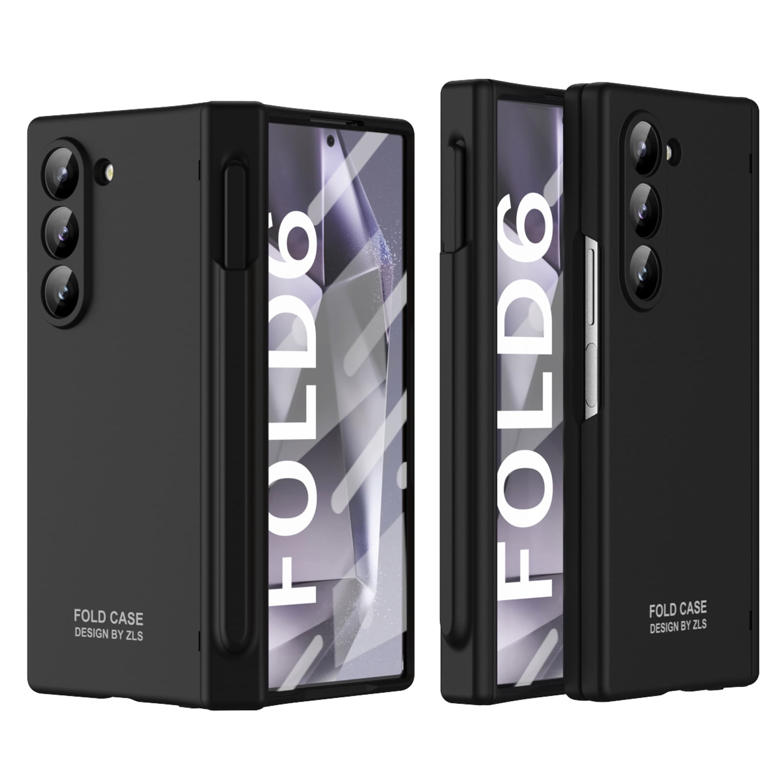 Compatible with Samsung Galaxy Z Fold 6 5G Case with Hinge Protection & Glass Screen Protector, Full Body Shockproof Wireless Charging Cover Phone Case for Samsung Galaxy Z Fold 6, Black