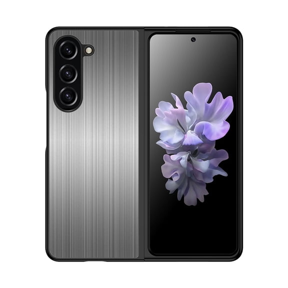 Compatible with Samsung Galaxy Z Fold 6 5G Case, Military Grade Protection Stainless Steel Metal Back Soft Silicone Shockproof Full Body Protective Slim Case for Galaxy Z Fold 6, Black