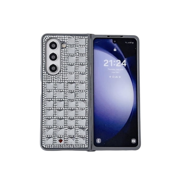 Compatible for Samsung Galaxy Z Fold 6 Bling Case, Crystal Glitter Diamond Protection Sparkle Rhinestone Anti-Scratch Shockproof Phone Cover Case for Samsung Galaxy Z Fold 6, Gray