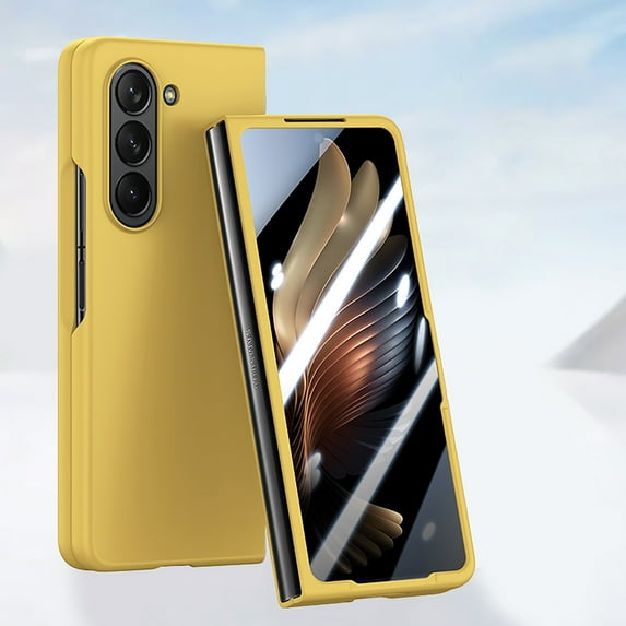 Compatible with Samsung Galaxy Z Fold 6 Case, Samsung Galaxy Z Fold 6 Luxury Slim Thin Fit Frosted Hard PC Bumper Shockproof Anti-Scratch Protective Skin-friendly Phone Case Cover - Yellow