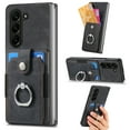 thumbnail image 1 of Compatible with Samsung Galaxy Z Fold 6 Case Wallet with Card Holder, 360°Rotation Finger Ring Holder Kickstand Protective Premium PU Leather Back Flip Magnetic Clasp Shockproof Cover,Black, 1 of 7
