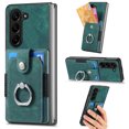 thumbnail image 1 of Compatible with Samsung Galaxy Z Fold 6 Case Wallet with Card Holder, 360°Rotation Finger Ring Holder Kickstand Protective Premium PU Leather Back Flip Magnetic Clasp Shockproof Cover,Green, 1 of 7