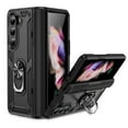thumbnail image 1 of Compatible with Samsung Galaxy Z Fold 6 Case,with 360 Ring Holder Kickstand Card case,Armor Military Grade Protection Hybrid Silicone TPU PC Rugged Case,Magnetic with Car Mount Phone Cover,Black, 1 of 6