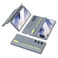 thumbnail image 1 of Compatible with Samsung Galaxy Z Fold 6 Phone Case,With Retractable Kickstand, S Pen Holder, Hinge Protection, and Screen Protector(Tempered Film),Shockproof Rugged Cover With Stylus,Gray, 1 of 8