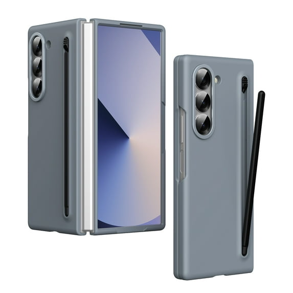 Compatible With Samsung Galaxy Z Fold 6 Phone Case,With Stylus & S Pen Holder,With Screen Protector,Shockproof Full Body Protection Rugged Anti-fall Ultra Slim Phone Case Cover,Gray
