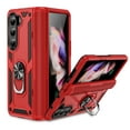 thumbnail image 1 of Compatible with Samsung Galaxy Z Fold 6 Protective Case,Heavy Duty Shockproof Armor Phone Case with 360° Rotating Metal Ring Holder Kickstand Military Grade Protection Rugged Cover,Red, 1 of 6