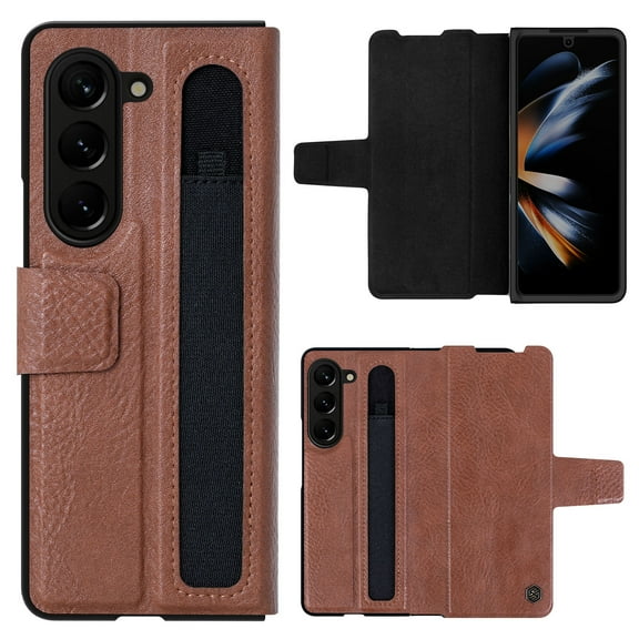 Compatible with Samsung Galaxy Z Fold 6 Wallet Case with S Pen Holder, Premium PU Leather Flip Folio Case with Card Slots RFID Blocking Kickstand Phone Cover For Samsung Galaxy Z Fold 6, Brown