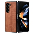 thumbnail image 1 of Compatible with Samsung Galaxy Z Fold 7 Elegant PU Leather Embossed Case, Soft Silicone Edge Classic Shockproof Protective Cover for Samsung Galaxy Z Fold 7 - Brown, 1 of 6
