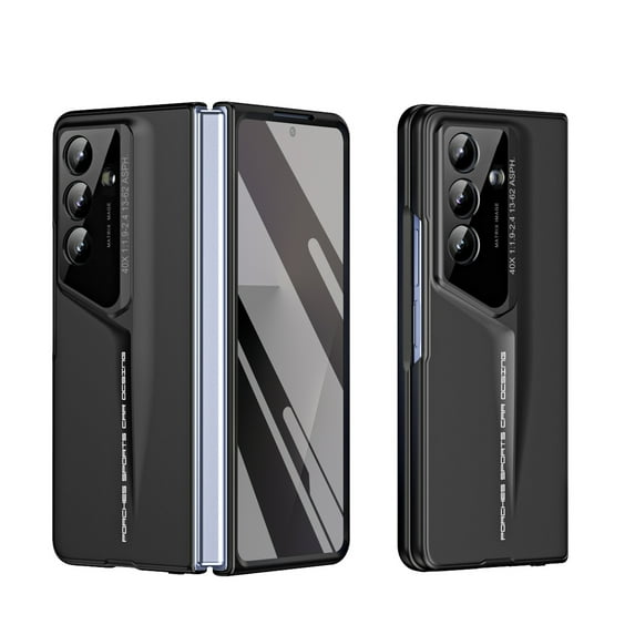 Compatible with Samsung Galaxy Z Fold 7 Phone Case,Built-in Screen Protector,With Lens Protector,Glossy Ultra Slim Shockproof Anti-fall Anti-Scratch Rugged Thin Fit Phone Case,Black