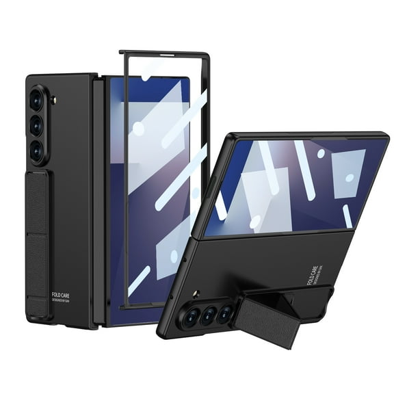 Compatible with Samsung Galaxy Z Fold 7 Phone Case,With Invisible Fold Kickstand,Built-in Screen Protector,Shockproof Ultra Slim Anti-Scratch Glossy Lightweight Phone Case,Black