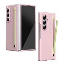 Compatible With Samsung Galaxy Z Fold 7 Phone Case,With Stylus & S Pen Holder,With Screen Protector,Shockproof Full Body Protection Rugged Anti-fall Ultra Slim Phone Case Cover,Pink