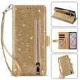 thumbnail image 1 of Compatible with Samsung Galaxy Z Fold 7 Wallet Case,Glitter Sparkly Bling PU Leather Zipper Pocket with Credit Card Holder Slots Shockproof Magnetic Clasp Flip Stand Phone Case,Gold, 1 of 10