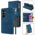 thumbnail image 1 of Compatible with Samsung Galaxy Z Fold 7 Wallet Case,[Kickstand] [Wrist Strap] [Card Holder Slots] TPU Interior Protective PU Leather Folio Flip Cover for Samsung Galaxy Z Fold 7 5G, Blue, 1 of 7