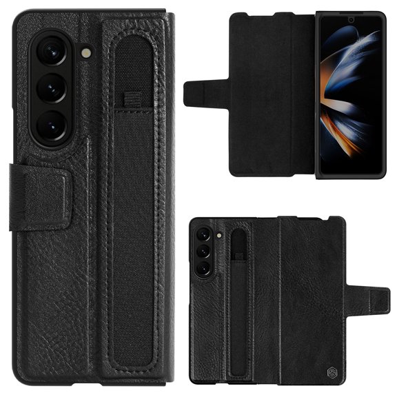 Compatible with Samsung Galaxy Z Fold5 Wallet Case with S Pen Holder, Premium PU Leather Flip Folio, Card Slots, RFID Blocking, Kickstand, Phone Cover for Galaxy Z Fold 5, Black