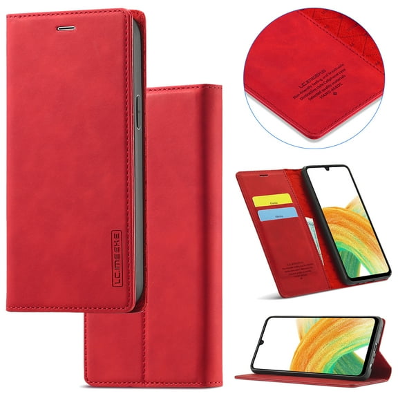 Compatible with Samsung Note 10 Wallet Case, PU Leather Flip Folio Case with Card Holders RFID Blocking Kickstand [Shockproof TPU Inner Shell] Phone Cover For Samsung Galaxy Note 10, Red