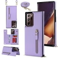 thumbnail image 1 of Compatible with Samsung Note 20 Ultra Case, Crossbody Wallet Case, Adjustable Detachable Lanyard Neck Strap with Kickstand Leather Card Holder Protective Cover for Galaxy Note 20 Ultra,Purple, 1 of 11