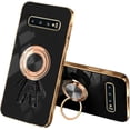 thumbnail image 1 of Compatible with Samsung S10 Plus Case Silicone TPU Shockproof Samsung Galaxy S10 Plus Phone Case Plating Astronaut Cute Pattern TPU Cases with Ring (Black), 1 of 7