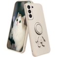 thumbnail image 1 of Compatible with Samsung S21 Case with Creative Astronaut Pattern Holder Green,Phone Samsung Galaxy S21 Case with Ring Kickstand Silicone Shockproof Soft TPU Protective Slim Cover (White), 1 of 14