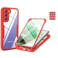 thumbnail image 1 of Compatible with Samsung S22 Case Clear with Built-in Screen Protector Camera Lens Protection,Transparent Rugged TPU Silicone Full Body Phone Case for Samsung Galaxy S22, Red, 1 of 7