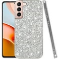 thumbnail image 1 of Compatible with Samsung S22 Case Glitter Shockproof, for Samsung Galaxy S22 Phone Case Bling Sparkly Soft TPU and PC Silicone Shiny Girl Women Thin Protective Cover (Silver), 1 of 14