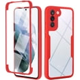 thumbnail image 1 of Compatible with Samsung S23 Case Clear with Built-in Screen Protector Camera Lens Protection,Transparent Rugged TPU Silicone Full Body Phone Case for Samsung Galaxy S23, Red, 1 of 8
