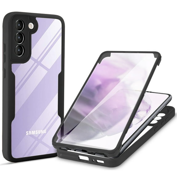 Compatible with Samsung S23 Plus Case Clear with Built-in Screen Protector Camera Lens Protection,Transparent Rugged TPU Silicone Full Body Phone Case for Samsung Galaxy S23 Plus, Black