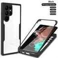 thumbnail image 1 of Compatible with Samsung S23 Ultra Case Clear with Built-in Screen Protector Camera Lens Protection,Transparent Rugged TPU Silicone Full Body Phone Case for Samsung Galaxy S23 Ultra, Black, 1 of 7
