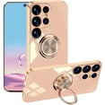 thumbnail image 1 of Compatible with Samsung S23 Ultra Case with Ring Holder Magnet Silicone, Phone Case Samsung Galaxy S23 Ultra Case Silicone Thin White Cover Black 360° Rotatable Metal Kickstand (Pink), 1 of 14