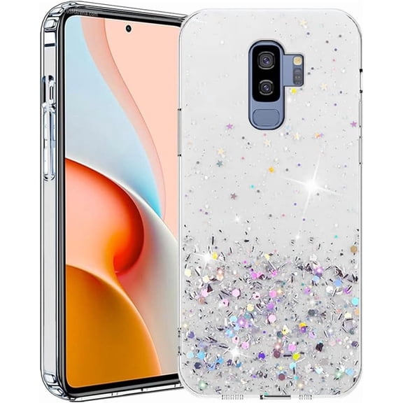 Compatible with Samsung S9 Plus Case Glitter Clear Green,Phone for Galaxy S9 Plus Case Silicone Transparent Soft TPU Women Girls Shockproof Protective Slim Cover (Clear)