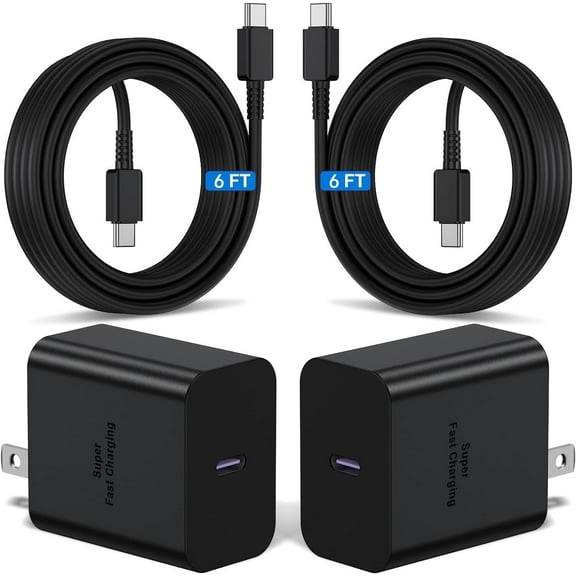 Compatible for Samsung Super Fast Charger 45W,2Pack Type C Charger Fast Charging Block 6FT USBC to C Cable Compatible for Galaxy S24 Ultra/S23 S22 S21 Ultra/Plus,Android Phone Charger Cord