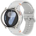 thumbnail image 1 of Pozyie Compatible with Samsung Watch 7 6 5 4 Watch Band 40mm with Screen Protector, 20mm Soft Silicone Sport Strap for Women Men, Light Gray - 40mm, 1 of 5