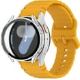 thumbnail image 1 of Pozyie Compatible with Samsung Watch 7 6 5 4 Watch Band 40mm with Screen Protector, 20mm Soft Silicone Sport Strap for Women Men, OfficialYellow- 40mm, 1 of 5