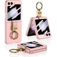 thumbnail image 1 of Compatible Samsung Z Flip 5 Case with Ring Stand, Ultra-Thin Cover Built-in Camera Lens Screen Protector Shockproof Phone Case for Samsung Galaxy Z Flip 5 Case, Pink, 1 of 14