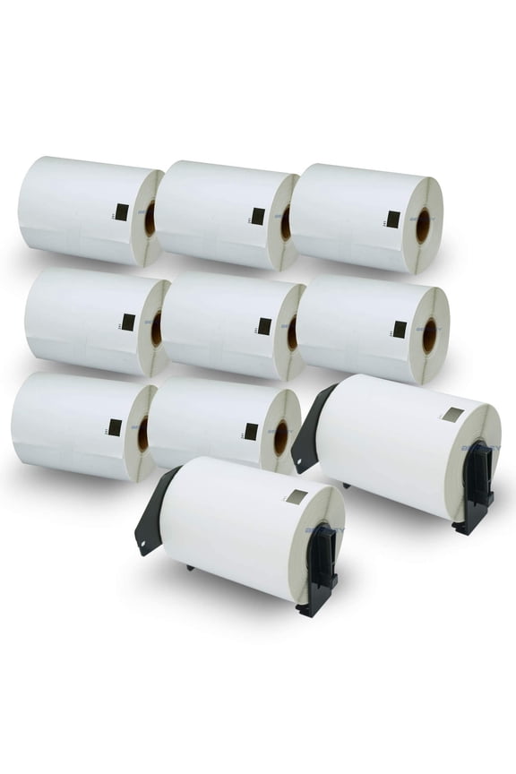 Compatible Shipping Labels Replacement for Brother DK-1241 (4" x 6"), Use with Brother QL Label Printers [10 Rolls + 2 Reusable Cartridges]