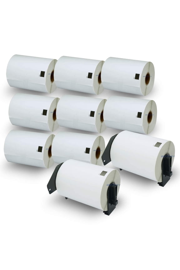 Compatible Shipping Labels Replacement for Brother DK-1247 (4.07" x 6.4"), Use with Brother QL Label Printers [10 Rolls + 2 Reusable Cartridges]