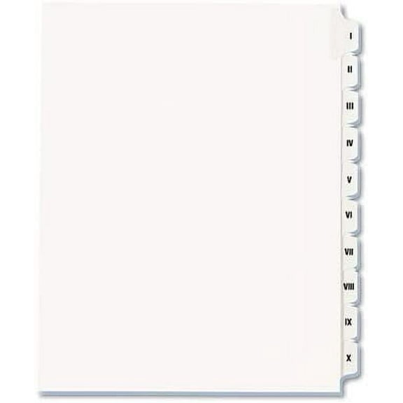 Compatible Side Tab Divider Letter Size Roman I-X, 20 Tabs, 2/Sets Minimum
