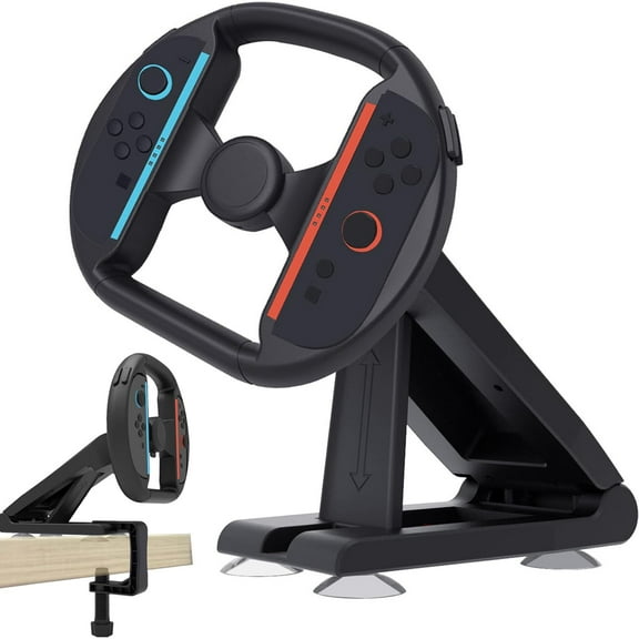 Steering Wheel for Nintendo Switch 2 Gamepad - Racing Wheel Stand with 4 Table Suction Cups & Bolt Base-Black