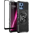 thumbnail image 1 of Compatible for T-Mobile REVVL 6 5G Case with Tempered Glass Screen Protector [Military Grade] Ring Car Magnetic Mount Kickstand Shockproof Phone Cover - Black, 1 of 7