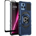 thumbnail image 1 of Compatible for T-Mobile REVVL 6 5G Case with Tempered Glass Screen Protector [Military Grade] Ring Car Magnetic Mount Kickstand Shockproof Phone Cover - Blue, 1 of 7