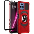 thumbnail image 1 of Compatible for T-Mobile REVVL 6 5G Case with Tempered Glass Screen Protector [Military Grade] Ring Car Magnetic Mount Kickstand Shockproof Phone Cover - Red, 1 of 7