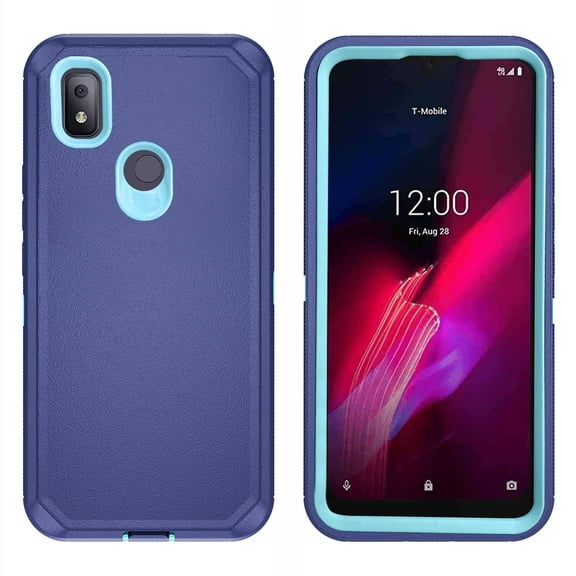 Compatible with T-Mobile Revvl 4 Phone Case Hybrid Rugged Shockproof Hard Protective Drop Proof Full Body Heavy Duty Mobile Cell Cover for Tmobile Revvl4 T Mobile Revel Revell Four Women Men Blue