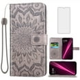 thumbnail image 1 of Compatible with T-Mobile Revvl 6/6X 5G Wallet Phone Case and Tempered Glass Screen Protector Flip Credit Card Holder Stand Mandala Flower Cell Cover for Revvl6 X 5G Revel Tmo Revell Rebel TCL Gray, 1 of 9