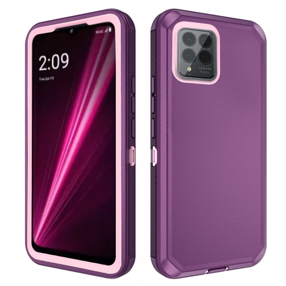Compatible with T-Mobile Revvl 6 Pro/6X Pro 5G Phone Case Hybrid Rugged Shockproof Hard Protective Drop Proof Full Body Heavy Duty Mobile Cell Cover for Tmobile Revel X Tmo Revel TCL Women Men Purple