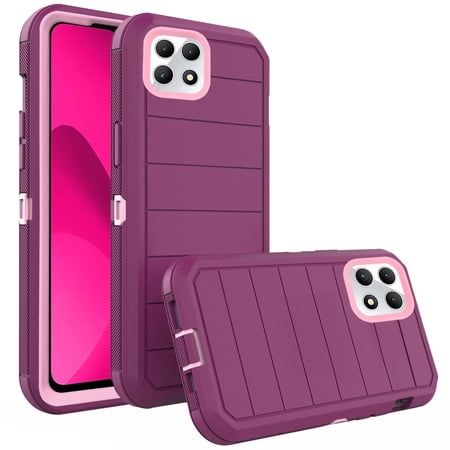 Compatible with T-Mobile Revvl 7 5G Phone Case Hybrid Rugged Shockproof Hard Protective Drop Proof Full Body Heavy Duty Mobile Cell Cover for Tmobile Revvl7 T Mobile Revel Tmo Revell Women Men Purple