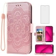 thumbnail image 1 of Compatible with T-Mobile Revvl 7 5G Wallet Phone Case and Tempered Glass Screen Protector Flip Credit Card Holder Stand Mandala Flower Cell Cover for Tmobile Revvl7 T Mobile Revel Tmo Women Pink, 1 of 9