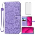 thumbnail image 1 of Compatible with T-Mobile Revvl 7 5G Wallet Phone Case and Tempered Glass Screen Protector Flip Credit Card Holder Stand Mandala Flower Cell Cover for Tmobile Revvl7 T Mobile Revel Tmo Revell Purple, 1 of 9
