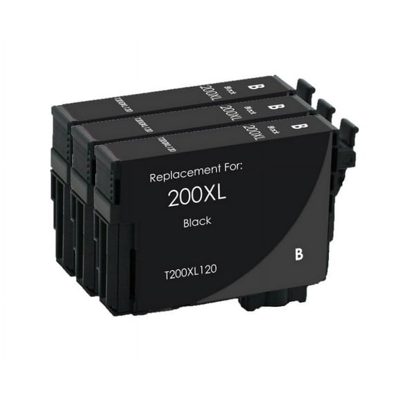 Compatible T200XL 200 XL Black Ink Cartridge Replacement for XP-200 XP-300 XP-310 XP-400 WF-2520 WF-2540 Printer (3 Black)