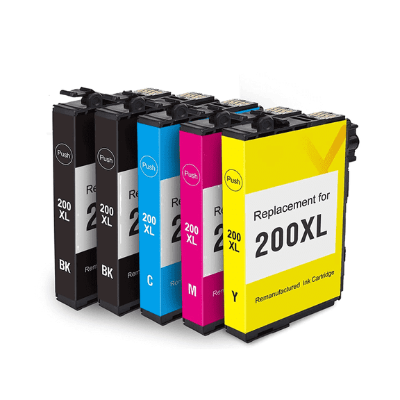 Compatible T200XL 200 XL Ink Cartridge Replacement for XP-200 XP-300 Workforce WF-2520 WF-2540 Printer - 5 Pack